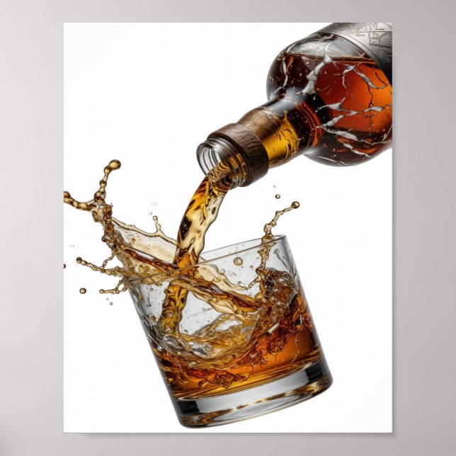 Clean Silver WHISKY SPLASH Design Poster (Front)