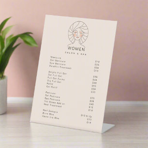 Clean Simple Blush Pink Salon & spa Price List Pedestal Sign