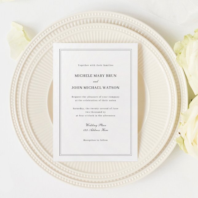 Clean Simple Classy Elegant Minimalist Wedding Invitation (Creator Uploaded)
