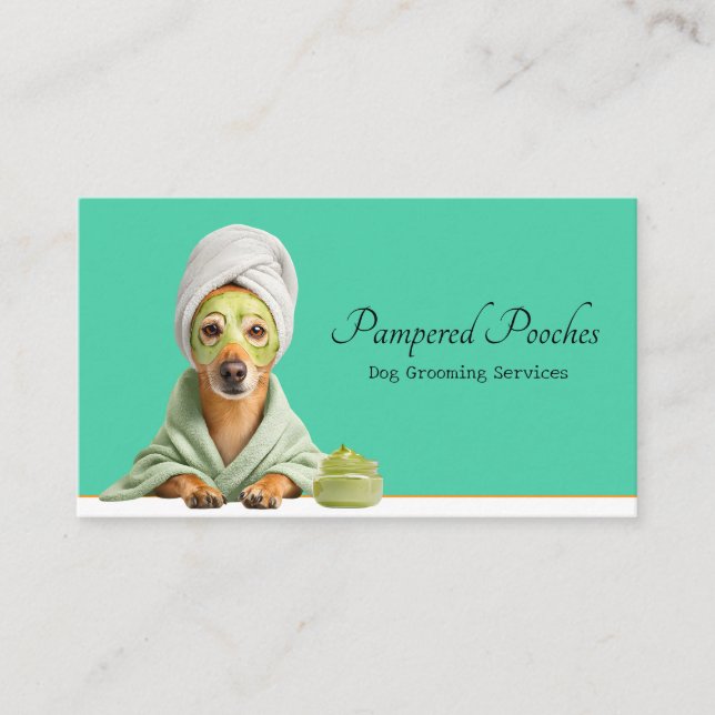 Clean Simple Dog Groomer  Business Card (Front)
