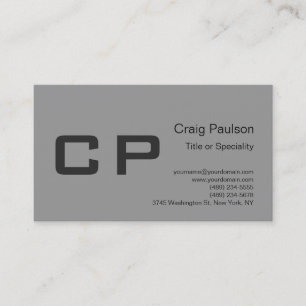 Clean Simple Grey Monogram Modern Business Card
