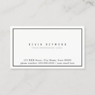 clean simple & minimalist basic white professional business card
