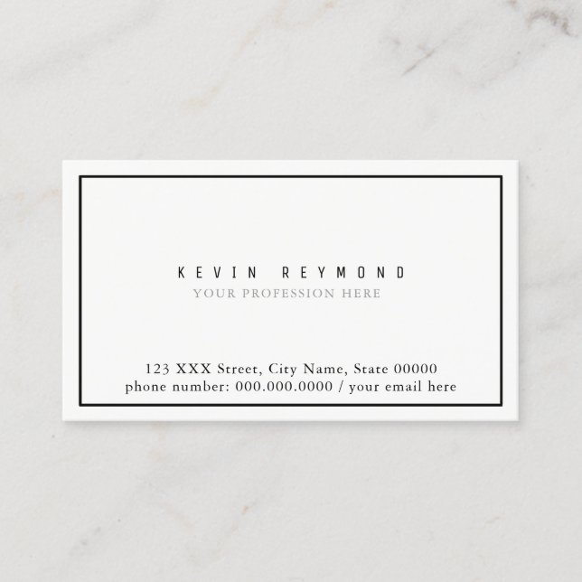 clean simple & minimalist basic white professional business card (Front)