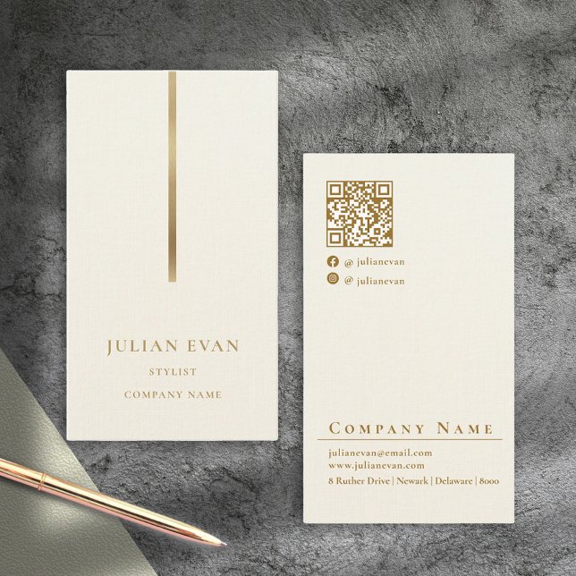 Clean Simple Minimalistic Gold Ivory White Business Card (Creator Uploaded)