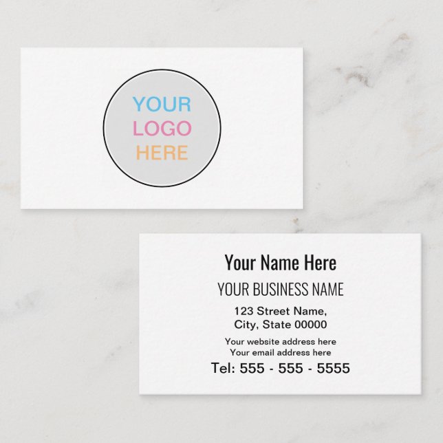 Clean Simple Modern Add Your Logo Business Card (Front/Back)