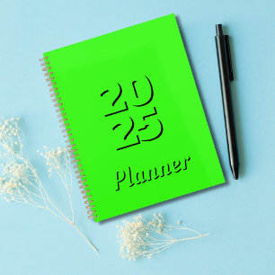 Clean Simple Neon Green Weekly and Monthly 2025 Planner