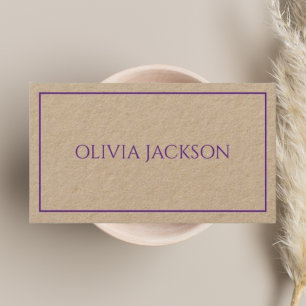 Clean Simple Purple Typography Rustic Craft  Business Card