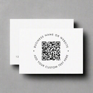 Clean Simple QR Code Promotional Black & White Business Card