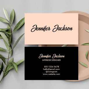 Clean Simple Typography Pink & Black Elegant Chic Business Card