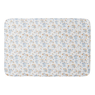 Clean Simple White Wildflower Pattern   Bath Mat