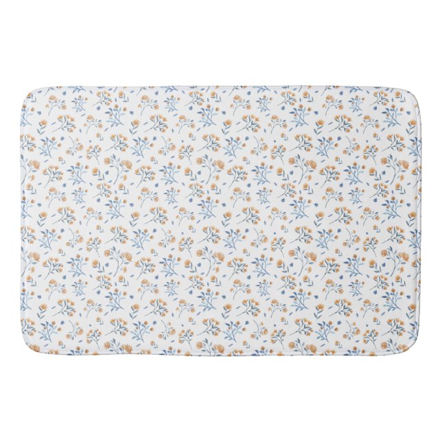 Clean Simple White Wildflower Pattern   Bath Mat (Front)