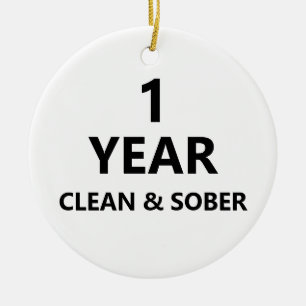 Clean & sober Custom Addiction recovery message Ceramic Tree Decoration