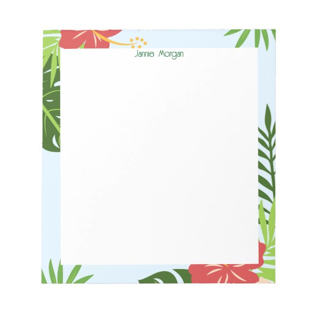 Clean Stylish Modern Floral Personalized Name Notepad (Front)