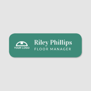 Clean Teal Company Logo Name Title Name Tag