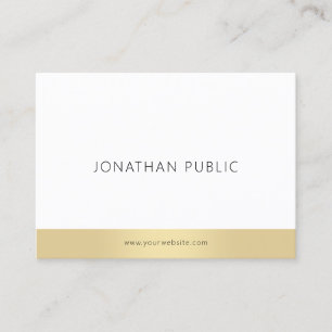 Clean Template Trendy Elegant Gold White Modern Business Card