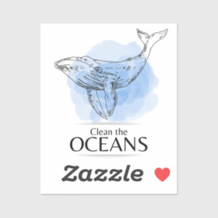 Clean the Oceans - whale watercolour design