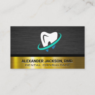 Clean Tooth Logo   Gold Dark Metallic Business Card