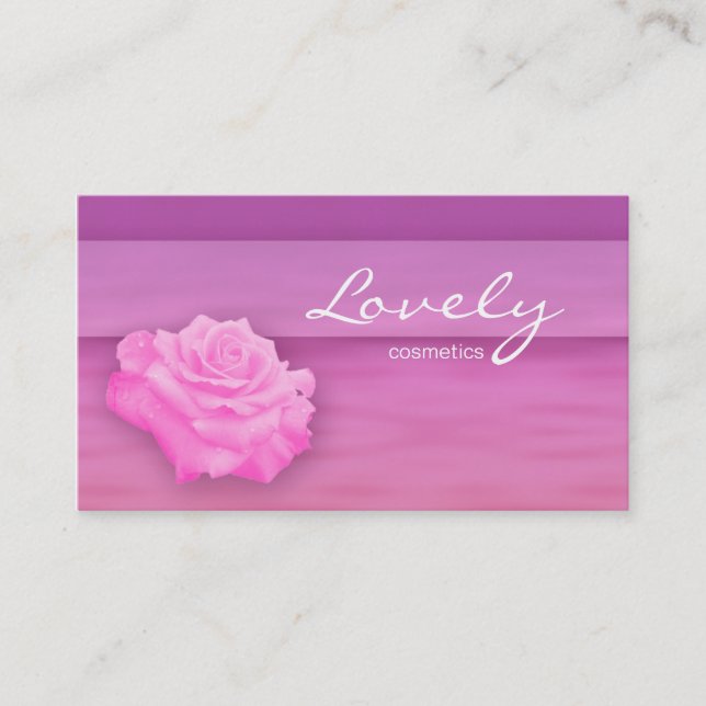 Clean Water Flower Rose Pink Cosmetics Business Card (Front)