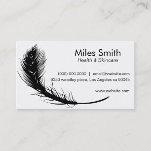 Clean White Background Black Feather Simple Design Business Card
