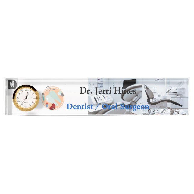 Clean White Dental Oral Surgeon Acrylic  Nameplate (Front)