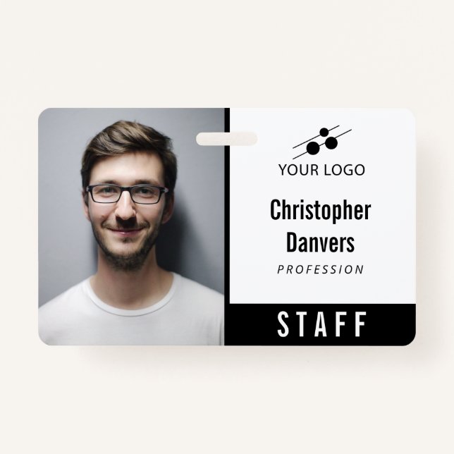Clean White Employee ID Add Your Logo ID Badge (Front)