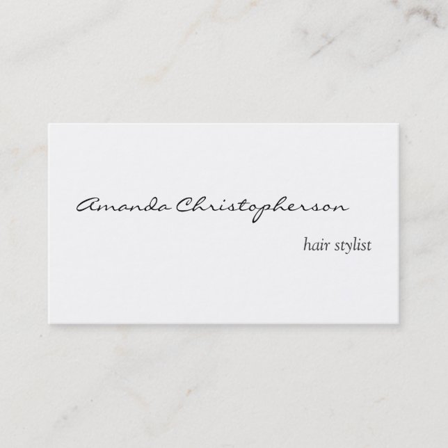 Clean White Hair Stylist Attractive Business Card (Front)