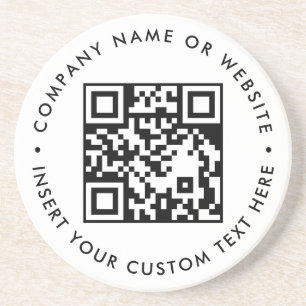 Clean White Minimalist QR Scan Business Coaster