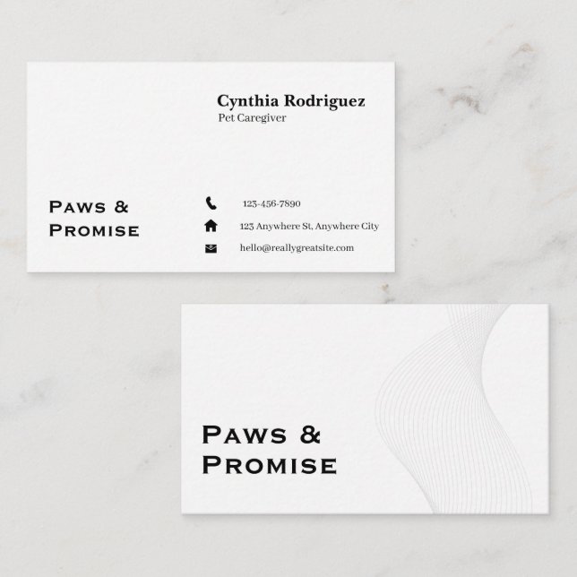 Clean White Professional Customizable Modern  Business Card (Front/Back)