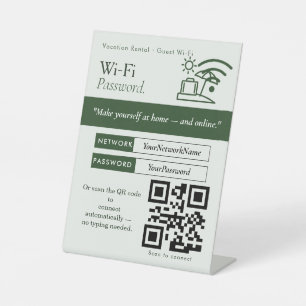 Clean WiFi Password QR Code Sign Wi‑Fi Vacation