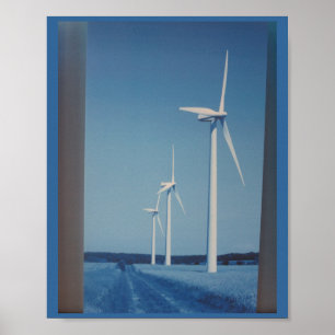 CLEAN Wind Energy Gaint Wheel Fan on Land Mountain Poster