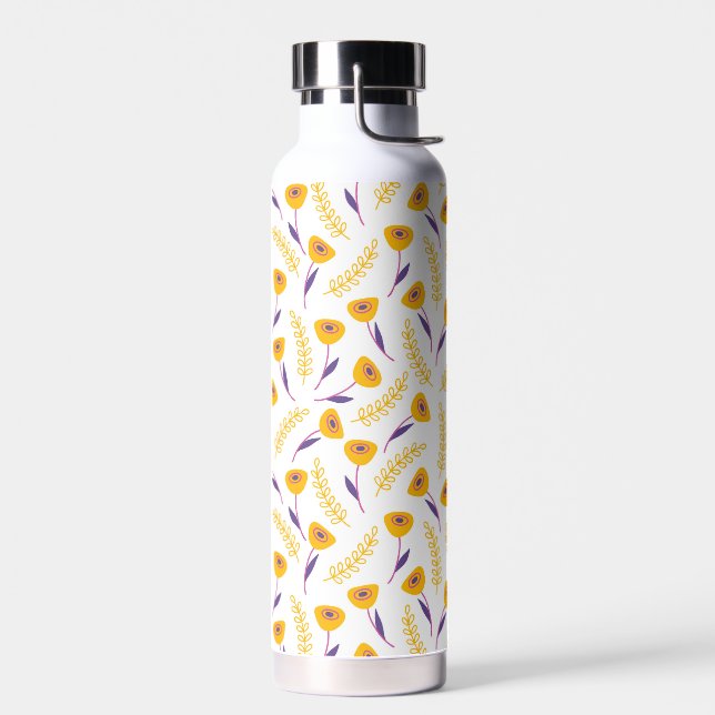 Clean yellow floral pattern Water Bottle (Left)
