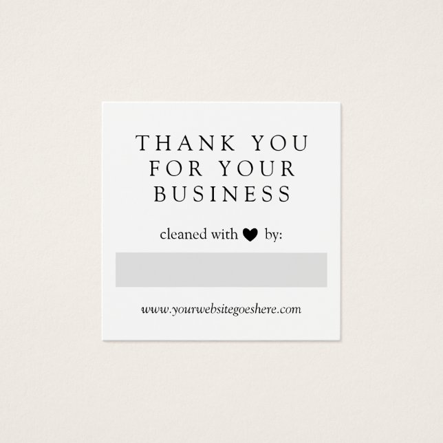Cleaned With Love Grey Heart Thank You Business (Front)