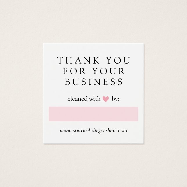 Cleaned With Love Pink Heart Thank You Business (Front)