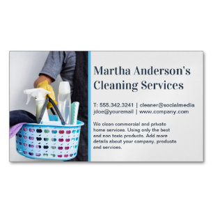 Cleaner   Basket of Sanitising Products Magnetic Business Card