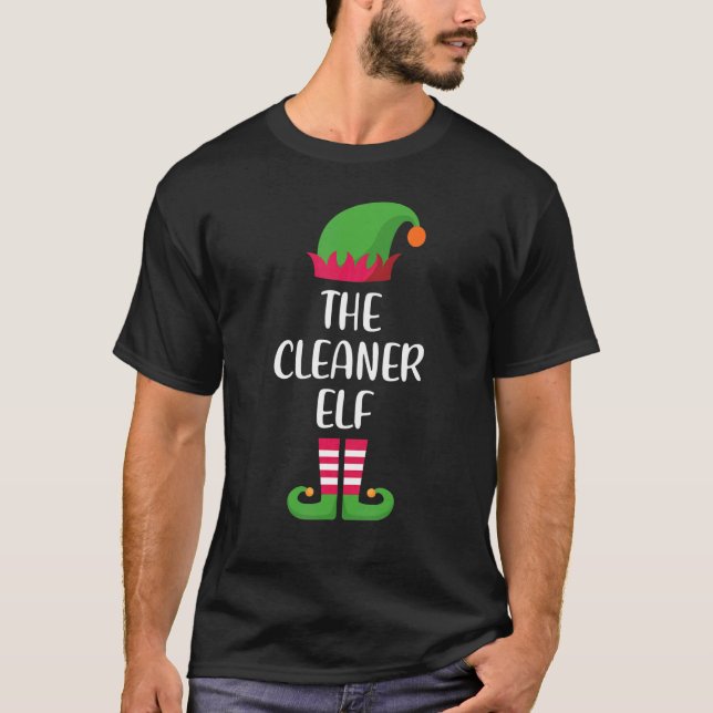 Cleaner Elf Family Matching Group Christmas Pajama T-Shirt (Front)