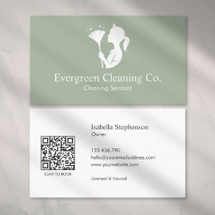 Cleaner House Cleaning Service Minimal QR Code Business Card