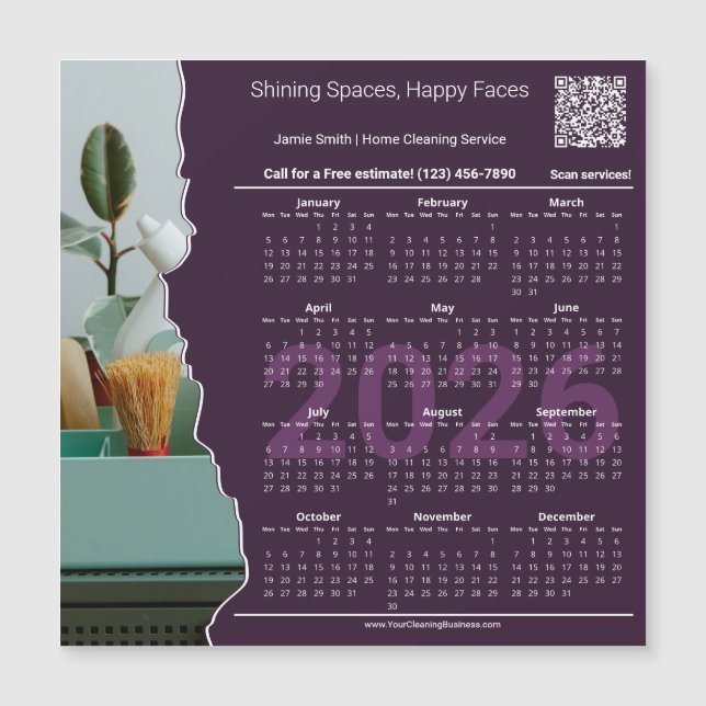 Cleaner Motto CTA QR-code 2026 Calendar Magnet (Front)