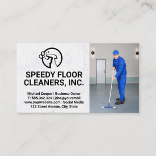 Cleaner Service Man Cleaning Floors Business Card