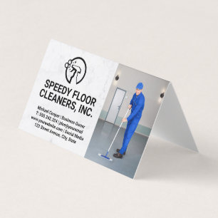 Cleaner Service Man Cleaning Floors Business Card