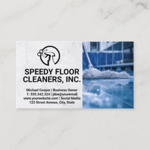 Cleaner Service Man Mopping Floors Business Card