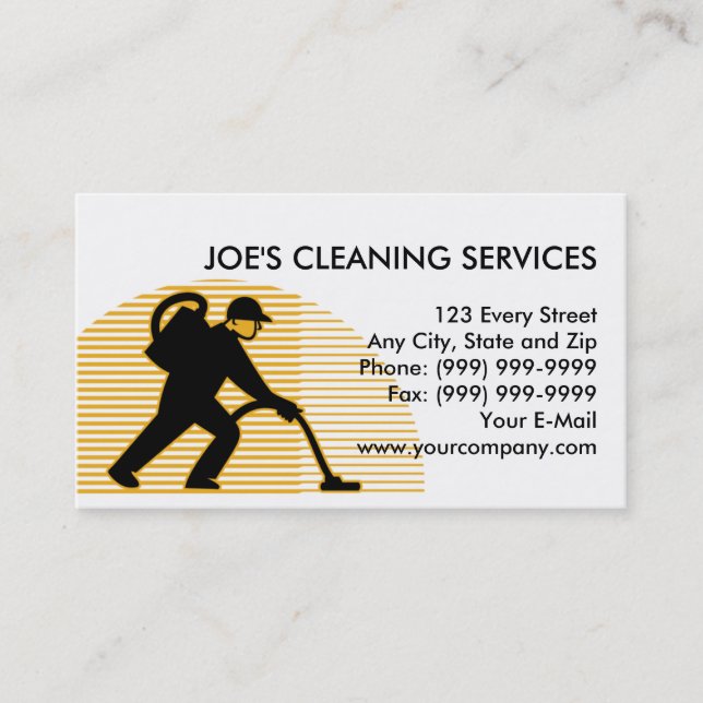 cleaner vacuuming floor business card (Front)