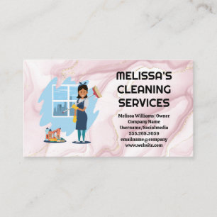Cleaner Worker Pink Marble Business Card