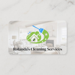 Cleaners Maid Logo Living Room Hotel Services Business Card