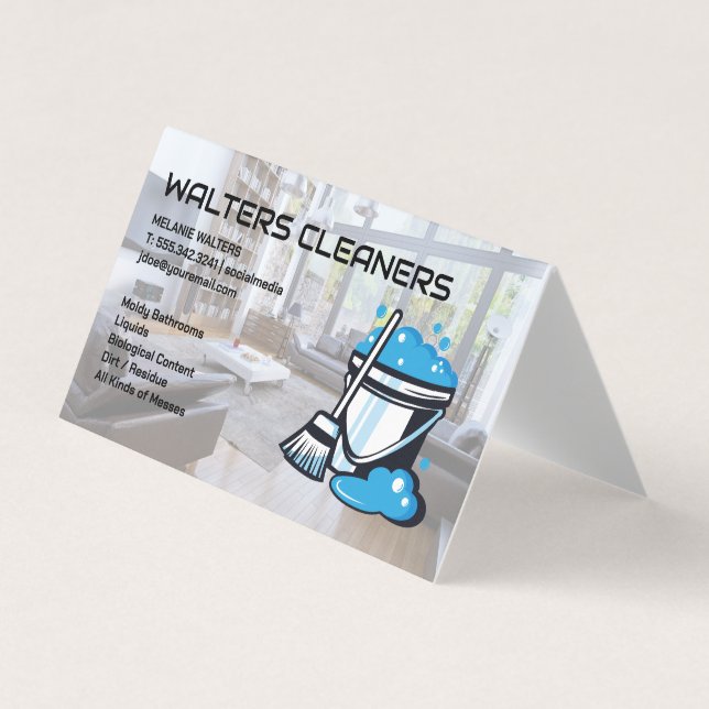 Cleaners | Mop and Soap Bucket Business Card (Front)