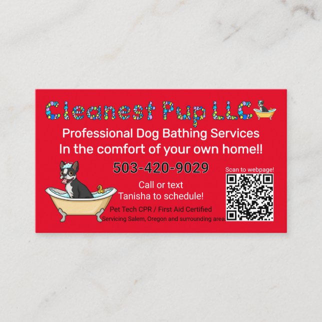 Cleanest Pup LLC Business Card (Front)