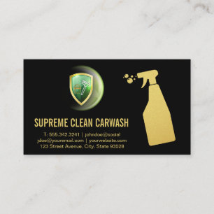 Cleaning Bucket and Broom   Spray Bottle Business Card