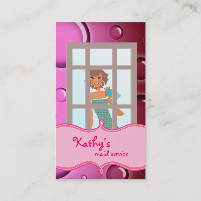 Cleaning Business Card Pink Bubbles (Front)