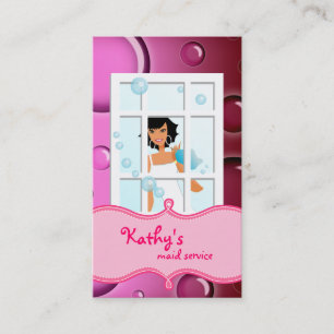 Cleaning Business Card Pink Bubbles Black Hair