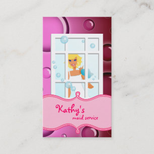 Cleaning Business Card Pink Bubbles Blonde Hair