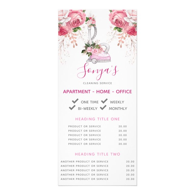 Cleaning Business Promotional vacuum cleaner Rack Card (Front)